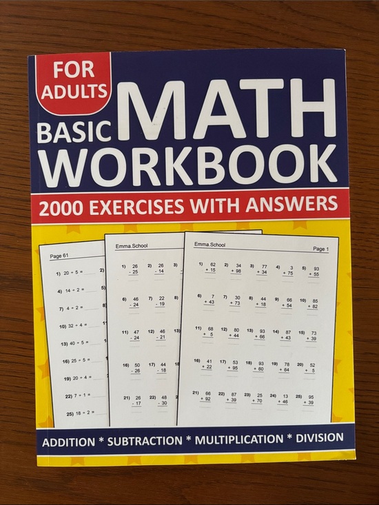 Adult Education Other - Basic Math Workbook for Adults - Yellow & Blue